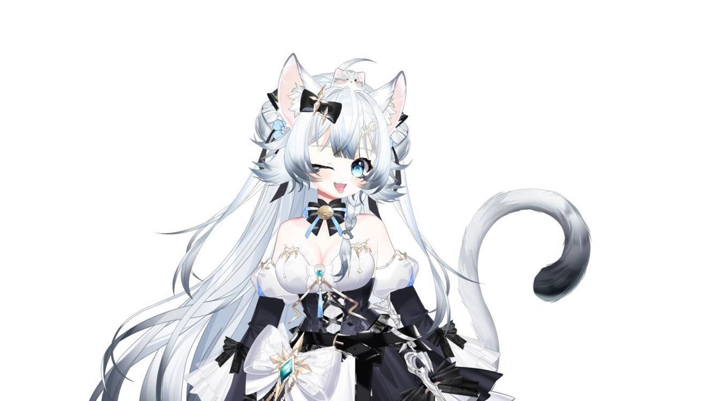 【Live2Dモデル】【汎用モデル】可愛い白髪の猫の神様!/Cute White Hairde cat kami!