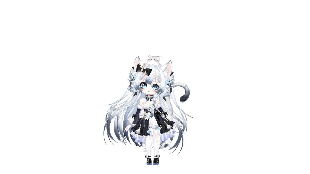 【Live2Dモデル】【汎用モデル】可愛い白髪の猫の神様!/Cute White Hairde cat kami!