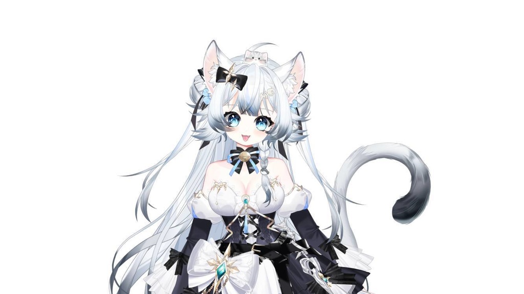 【Live2Dモデル】【汎用モデル】可愛い白髪の猫の神様!/Cute White Hairde cat kami!
