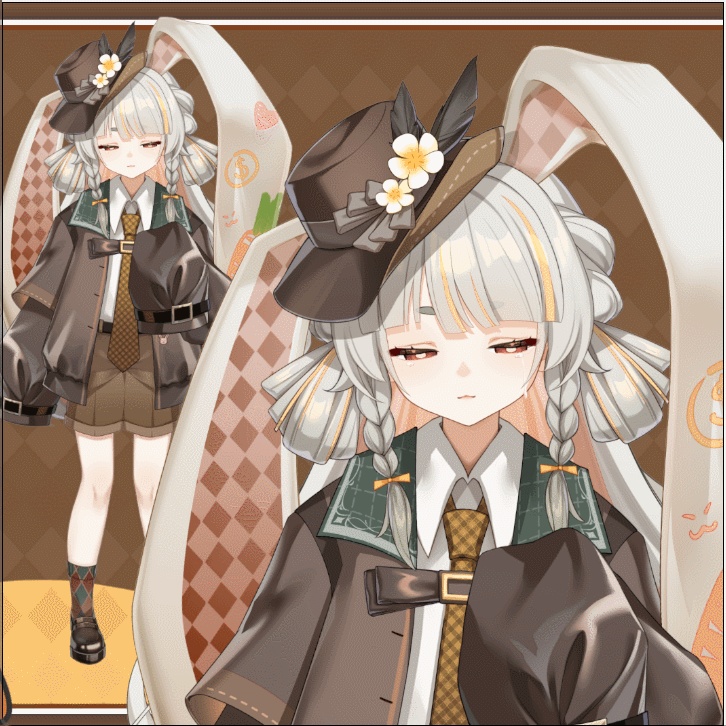 【Live2Dモデル】【汎用モデル】イギリス風うさぎ娘/Detective Bunny