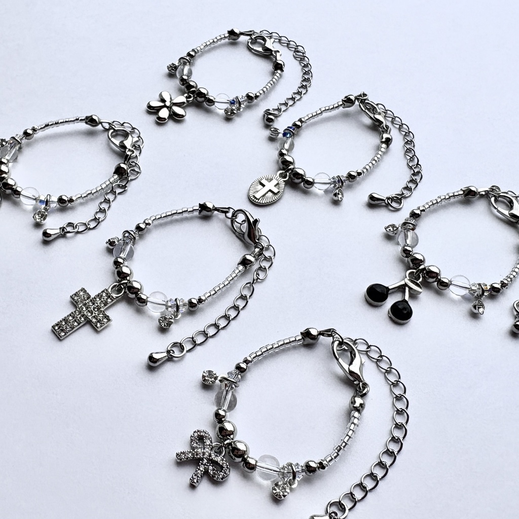 🩶ぬいのミニチャームフリンジネックレス🖤