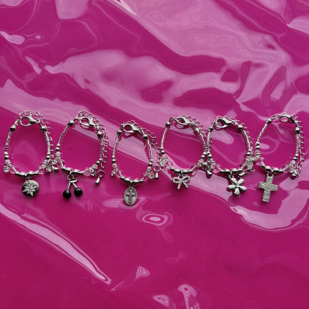 🩶ぬいのミニチャームフリンジネックレス🖤