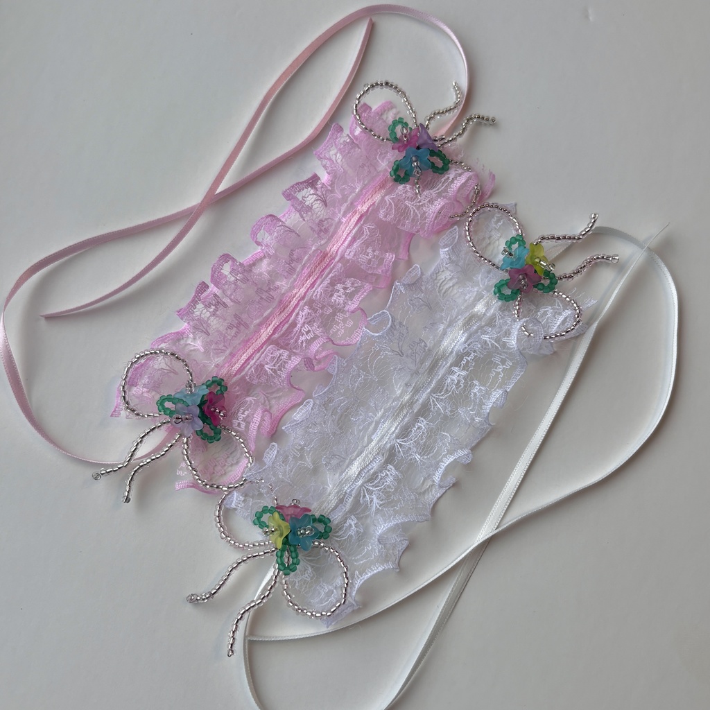 ビーズリボンヘッドドレス 𝜗𝜚