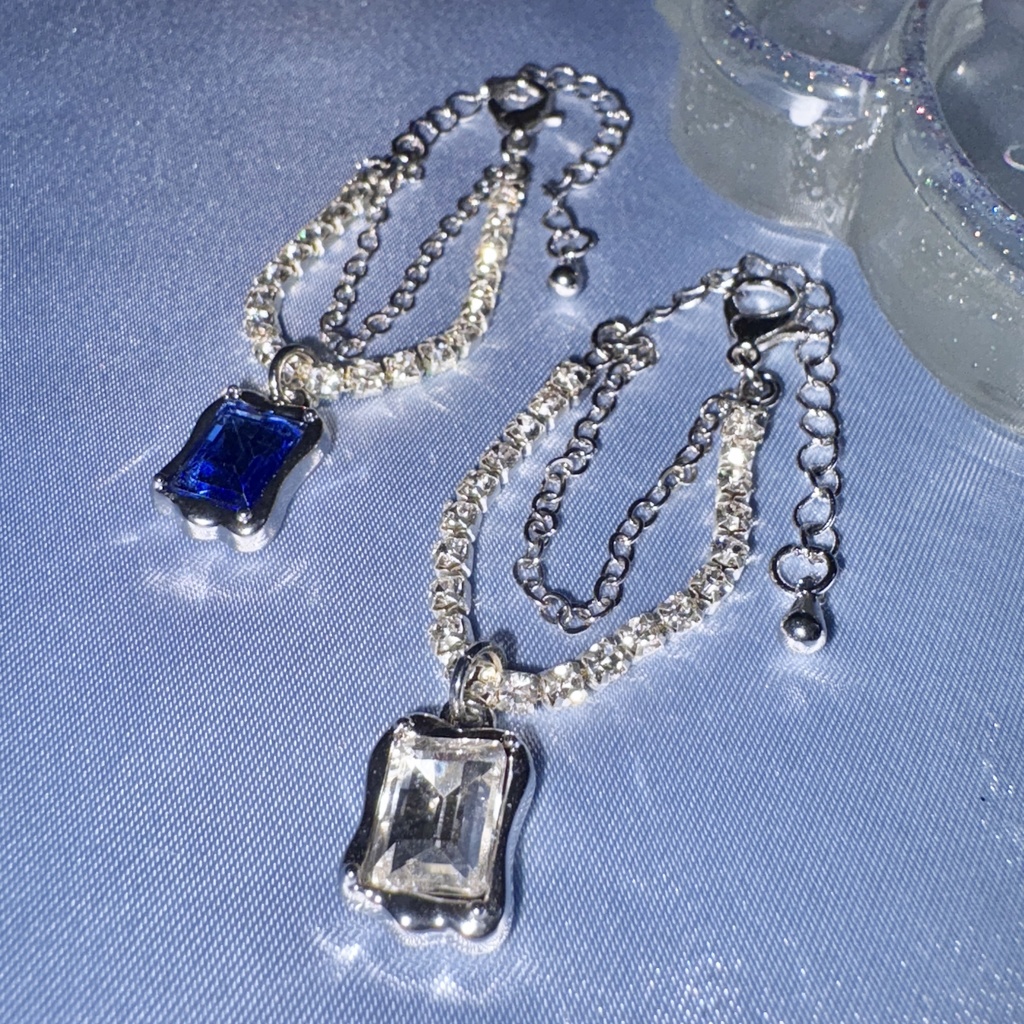 スクエアストーン💎2連ぬいネックレス