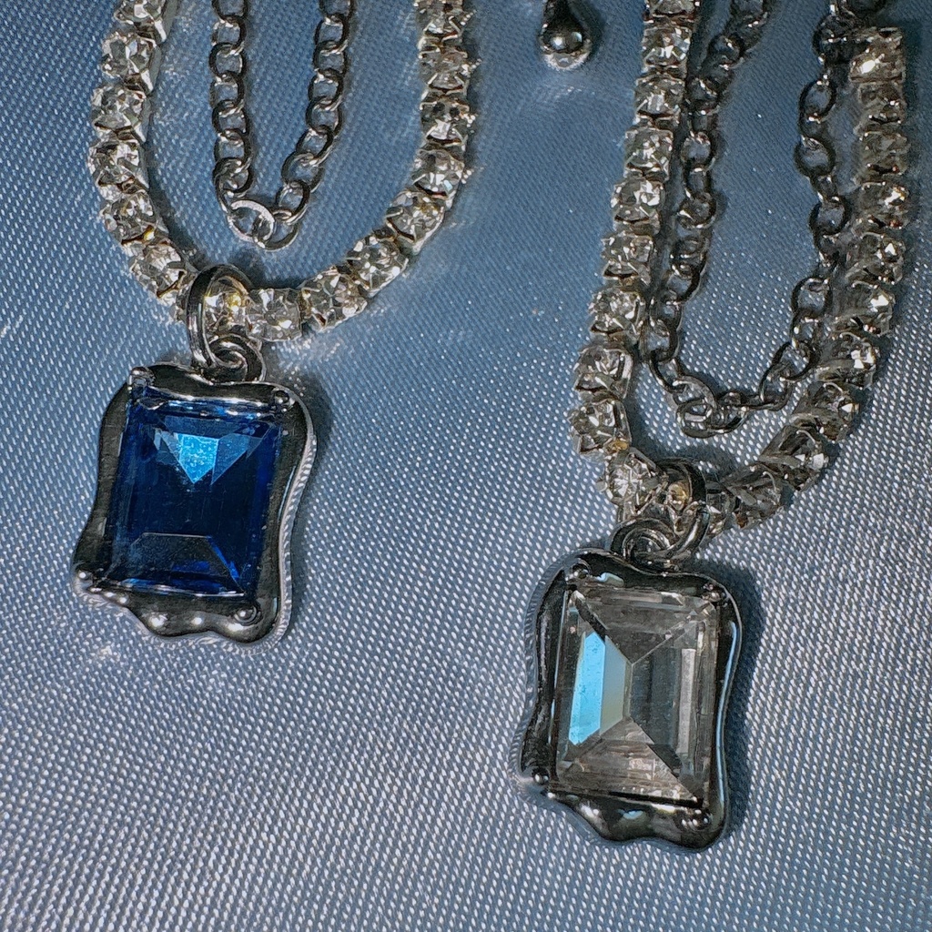 スクエアストーン💎2連ぬいネックレス
