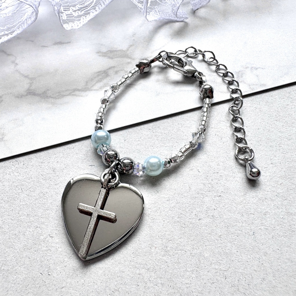 💟ハートクロス✝️ダブルチャームぬいネックレス