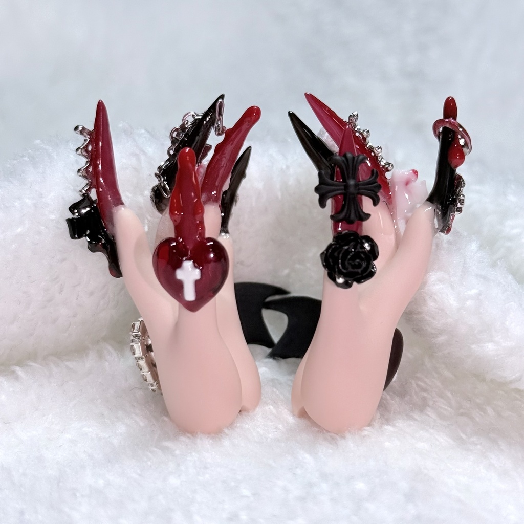 【MDDネイルハンド】ブラック×レッド ゴシック風_フレッシュ