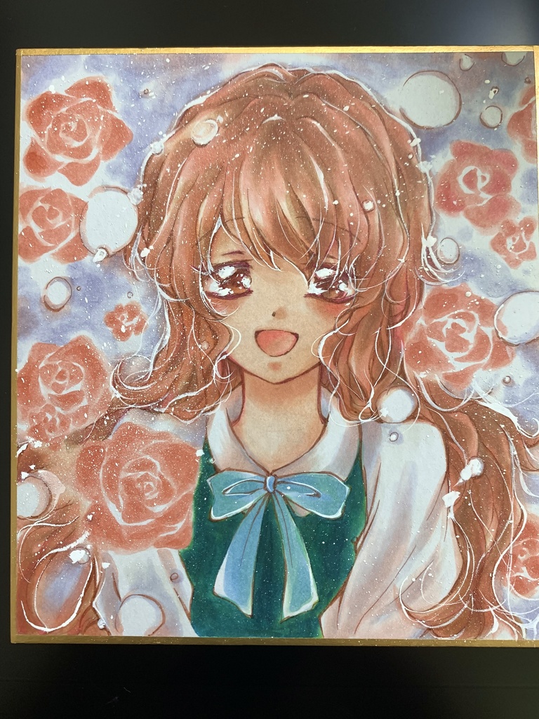 ミニ色紙「ピンクな少女」