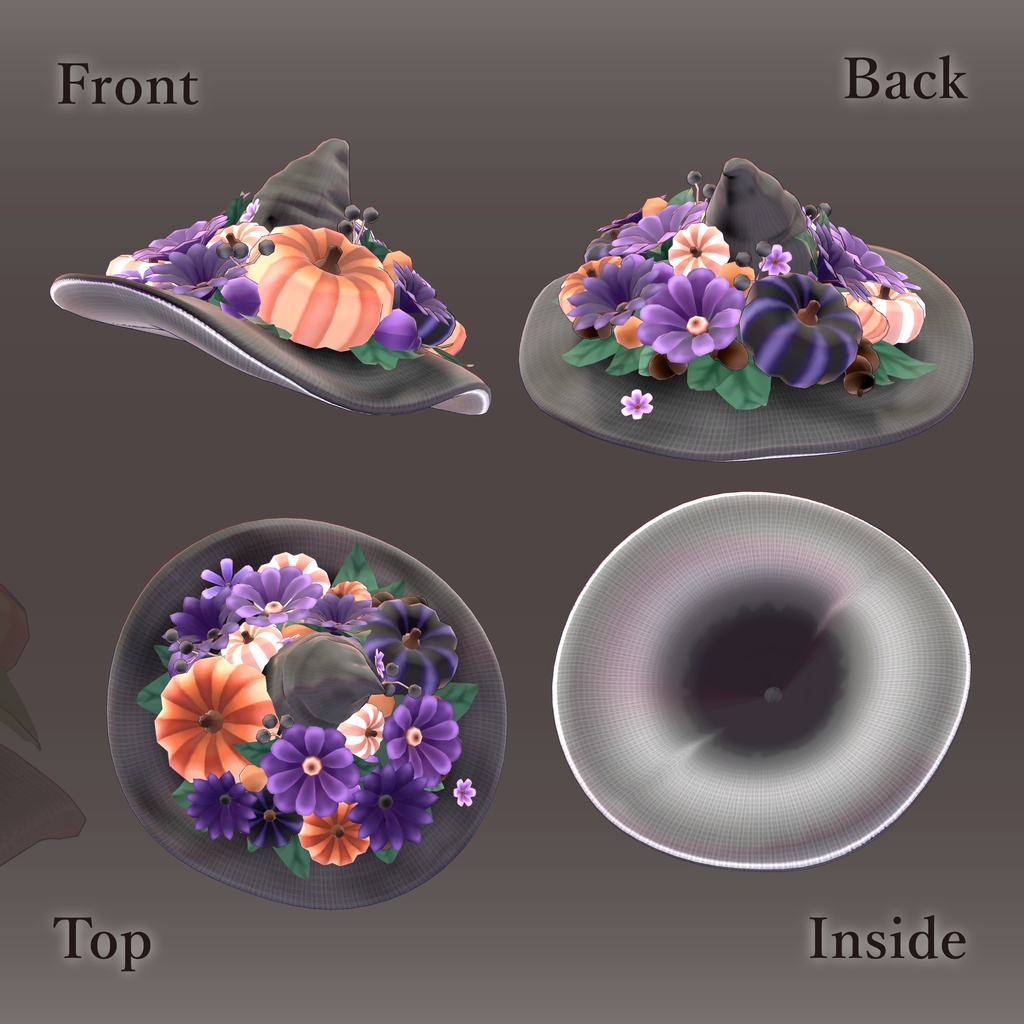 【ハロウィンアクセサリー】収穫祭の魔女帽子_harvest Festival hat(無料)