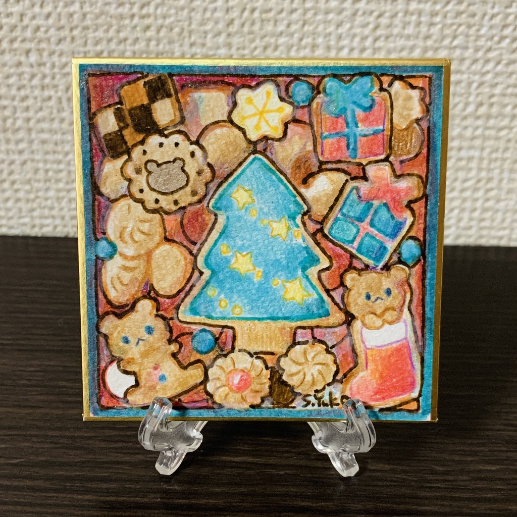 ミニ色紙(クリスマス クッキー缶)