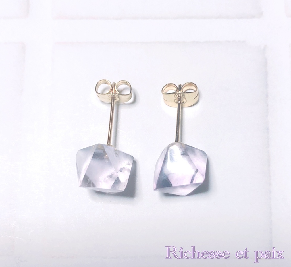 《セット》フローライトのスタッドピアス/パープル【即納】