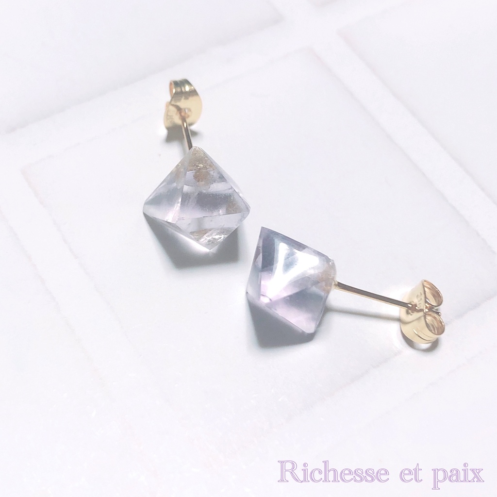 《セット》フローライトのスタッドピアス/パープル【即納】