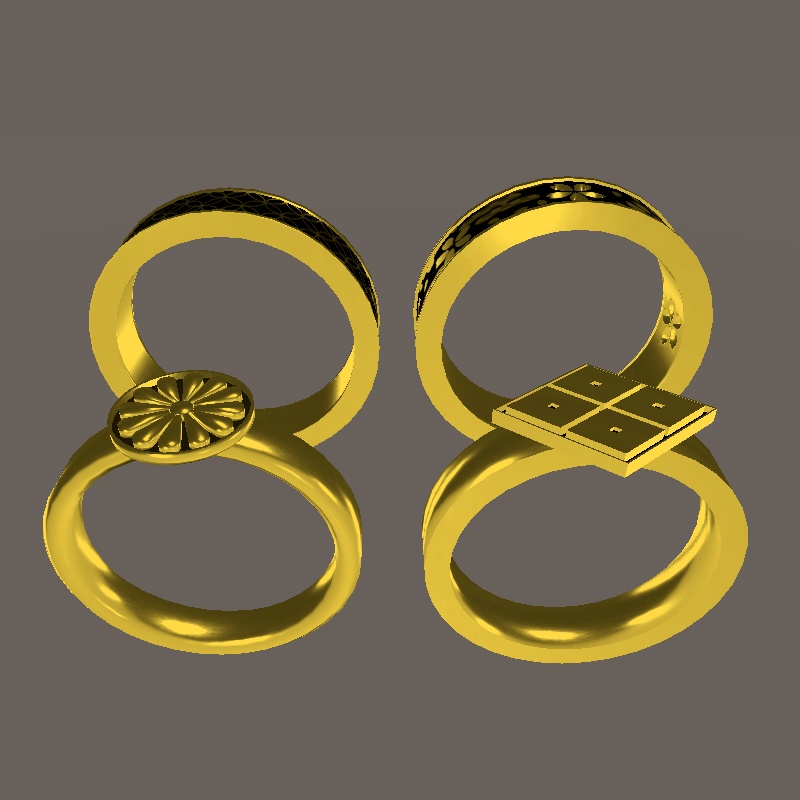 【3Dモデル】和風金指輪