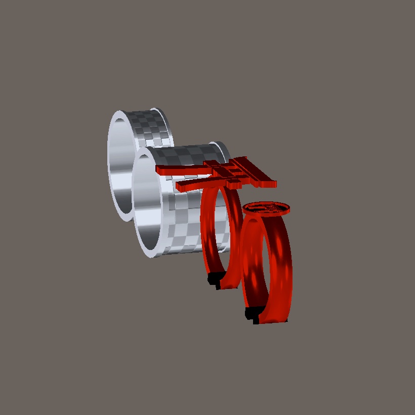 【3Dモデル】鳥居紋・市松指輪