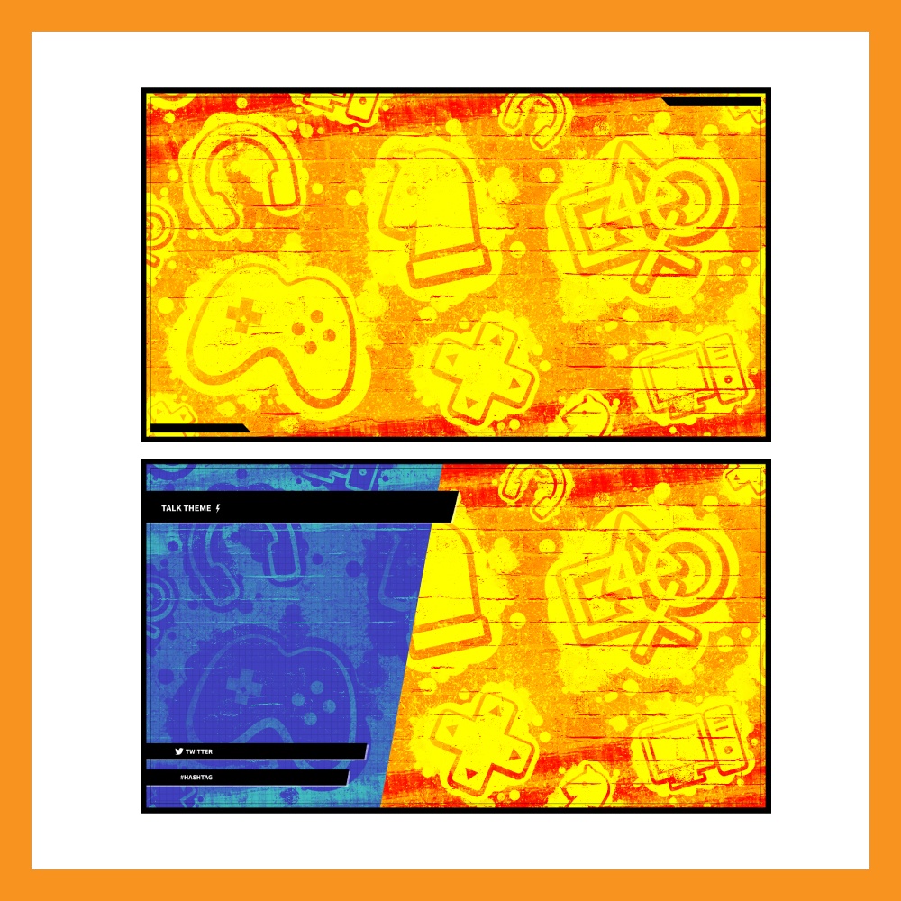 【無料】配信画面セット / オレンジ×ゲーミング×やんちゃ