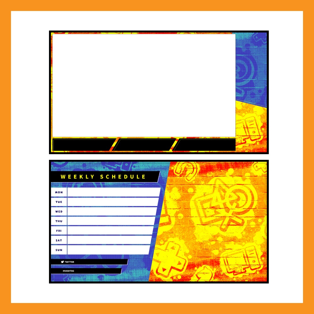 【無料】配信画面セット / オレンジ×ゲーミング×やんちゃ