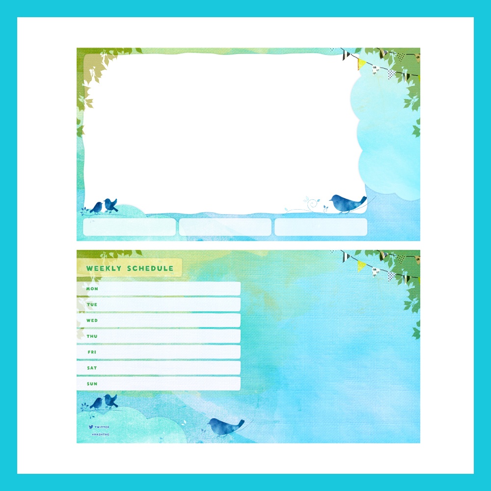 【無料】配信素材セット / 鳥×パレット×幼稚園