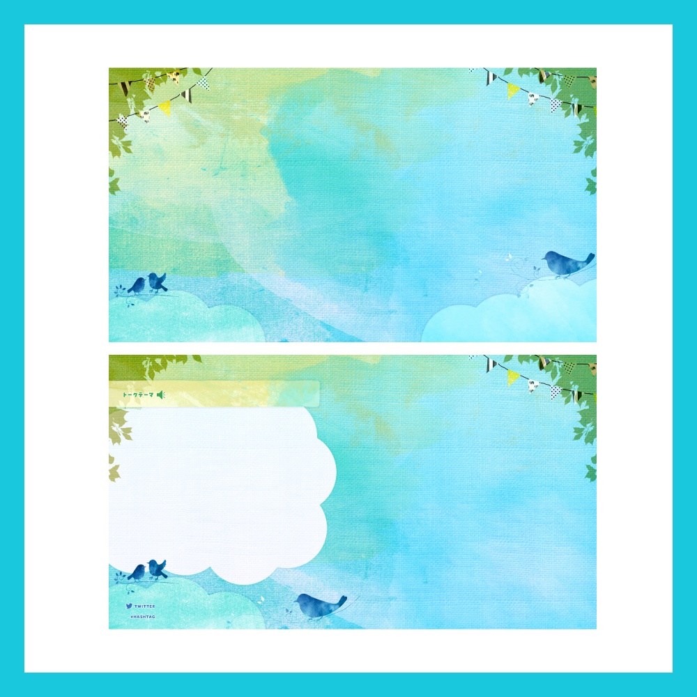 【無料】配信素材セット / 鳥×パレット×幼稚園