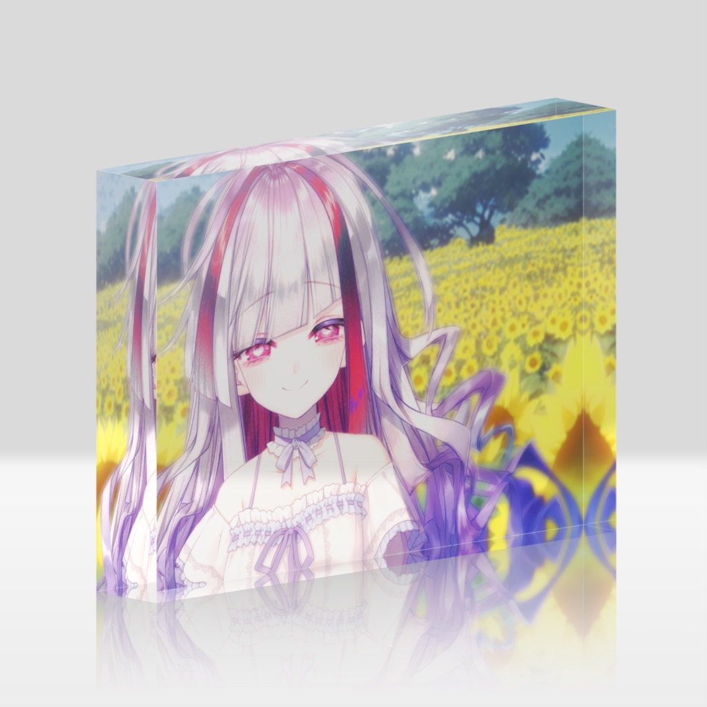 極彩夜ういアクリルブロック　向日葵と電脳少女