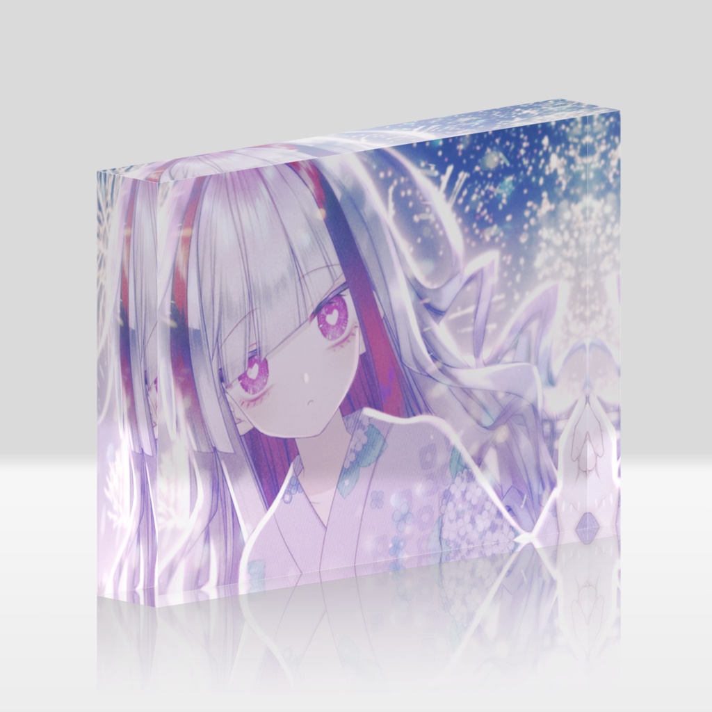 極彩夜ういアクリルブロック　花火と電脳少女