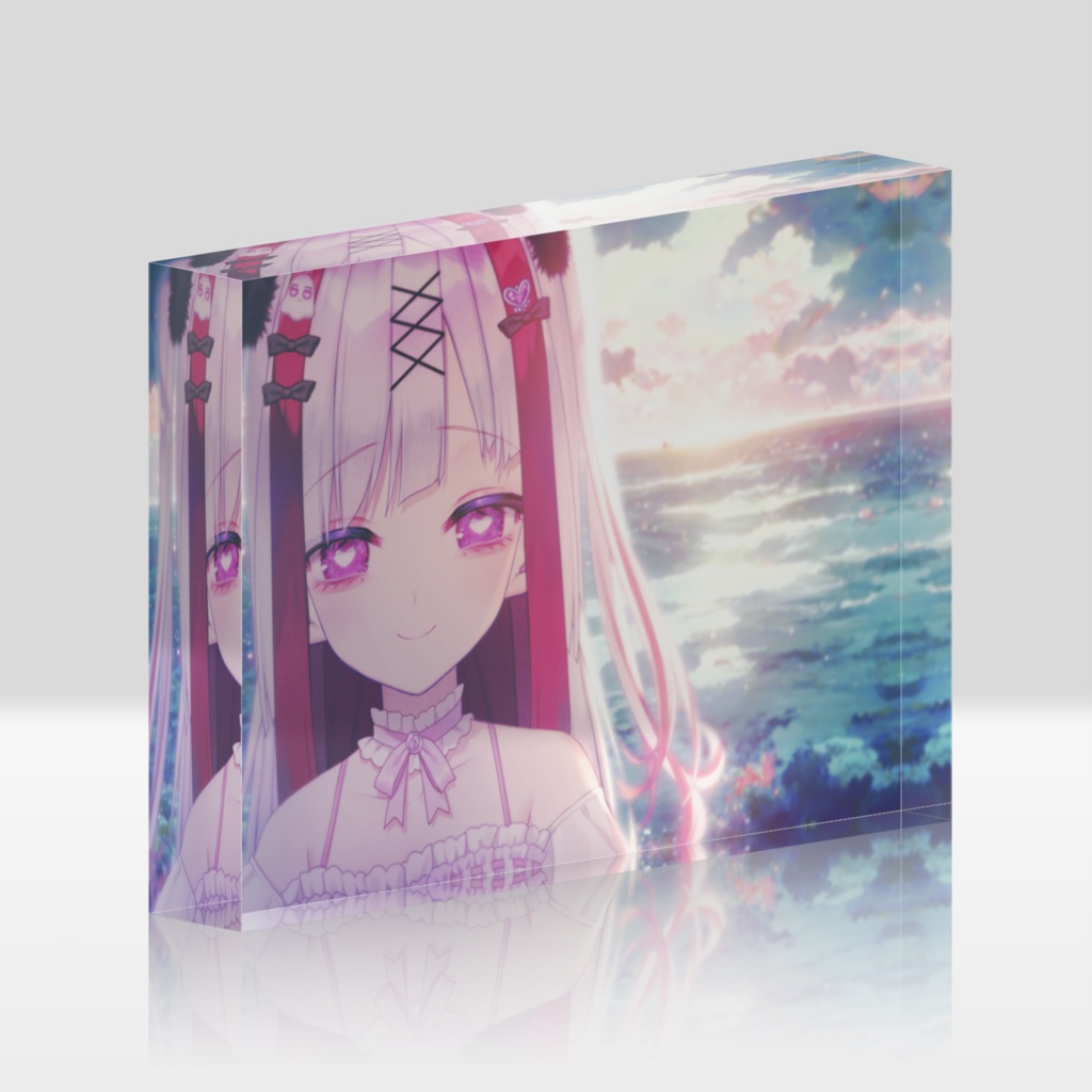 極彩夜ういアクリルブロック　薄明の海と電脳少女