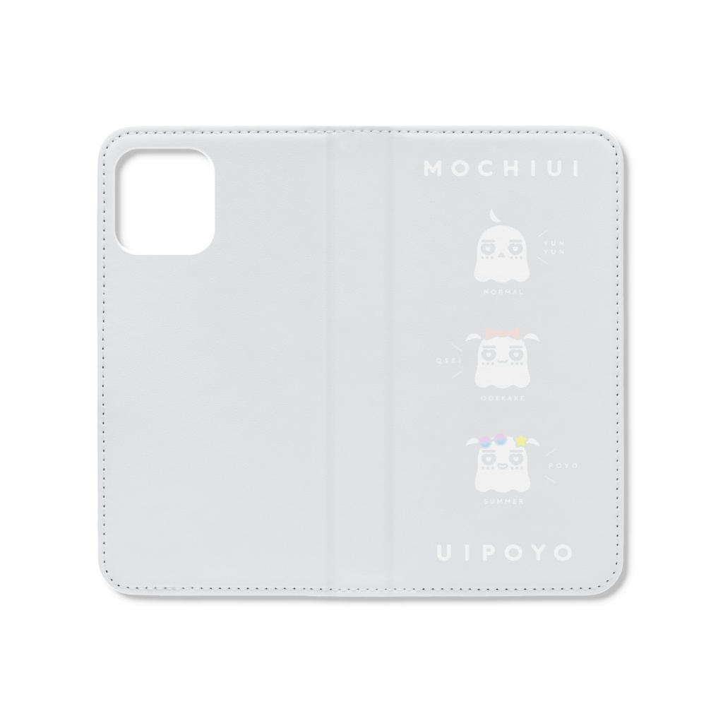 もちうい手帳型iPhoneケース　グレー