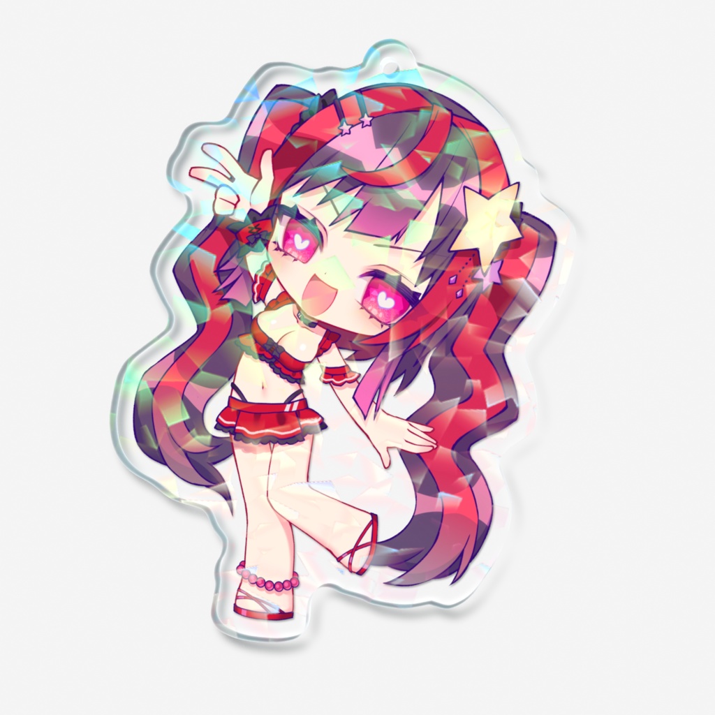 ホログラムアクリルキーホルダー 水着うい 黒×赤バージョン