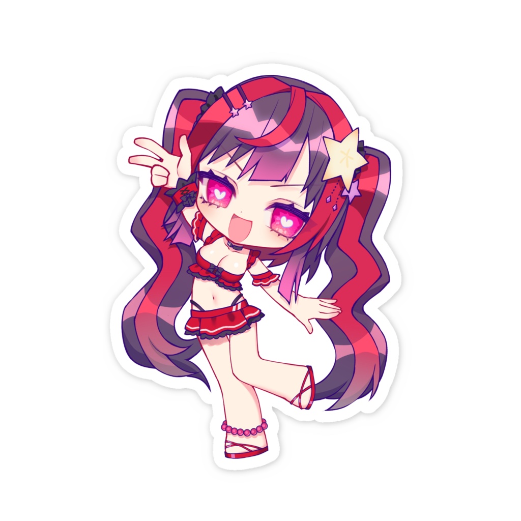 スマホステッカー 水着うい 黒×赤バージョン