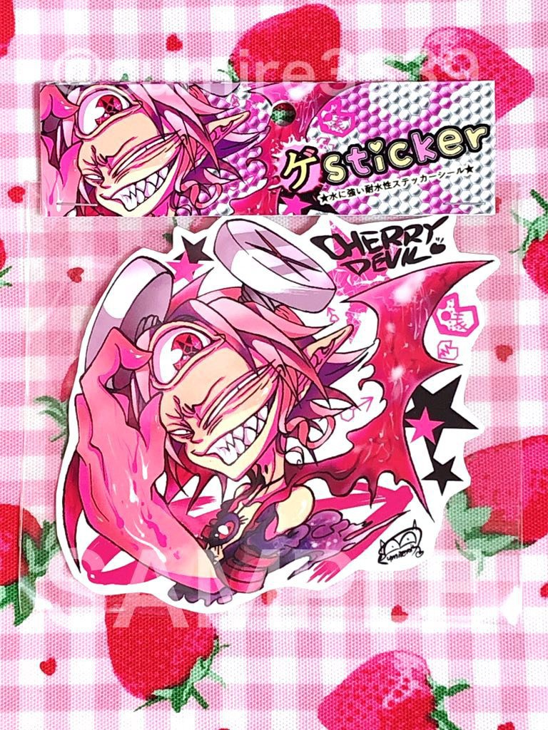 【ゲス悪魔】チェリー☆魔パワー！耐水性ステッカー