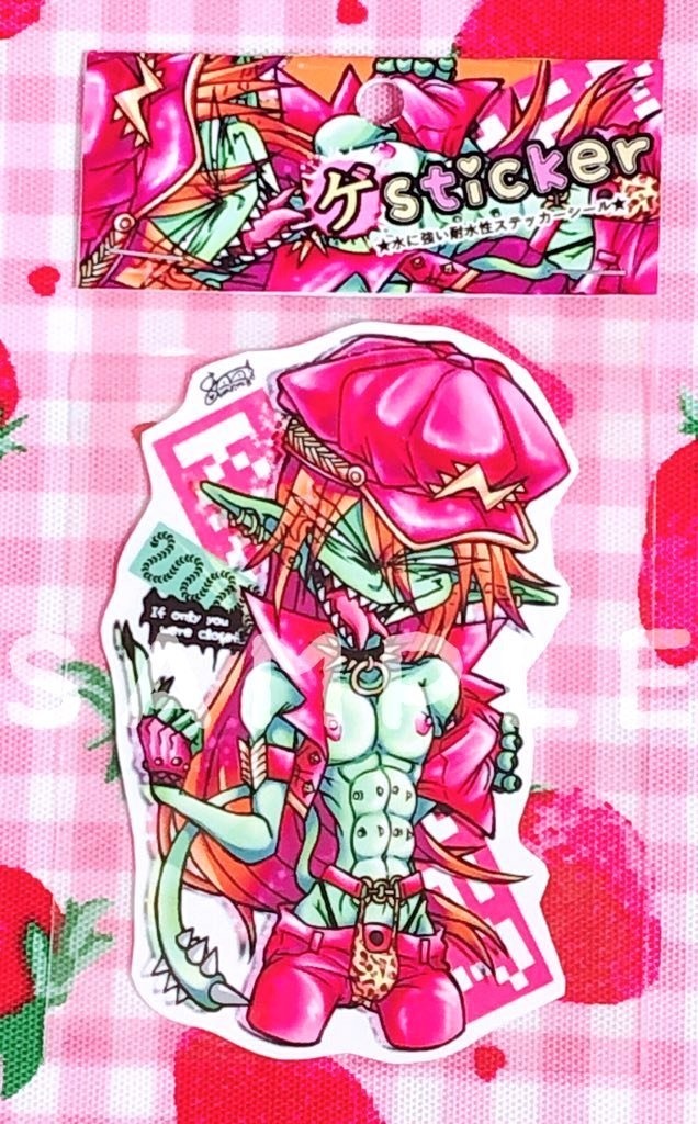 【ゲス悪魔】ニードルのピンクV系ステッカー