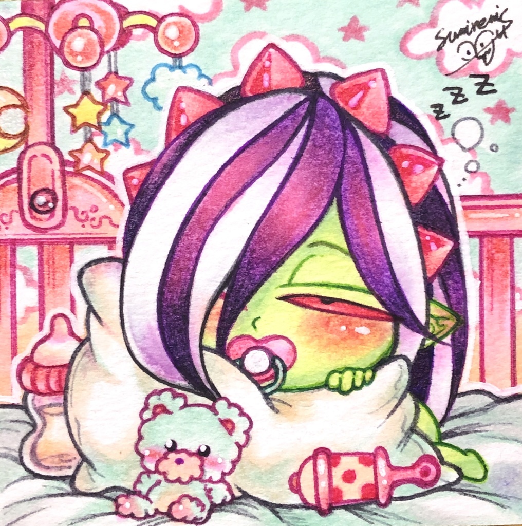 【豆色紙】おねむなベビキュパ♡【原画】