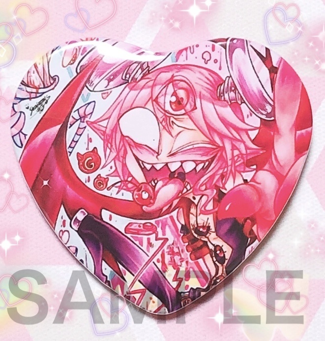 【ハート型缶バッジ】ゲス悪魔チェリー