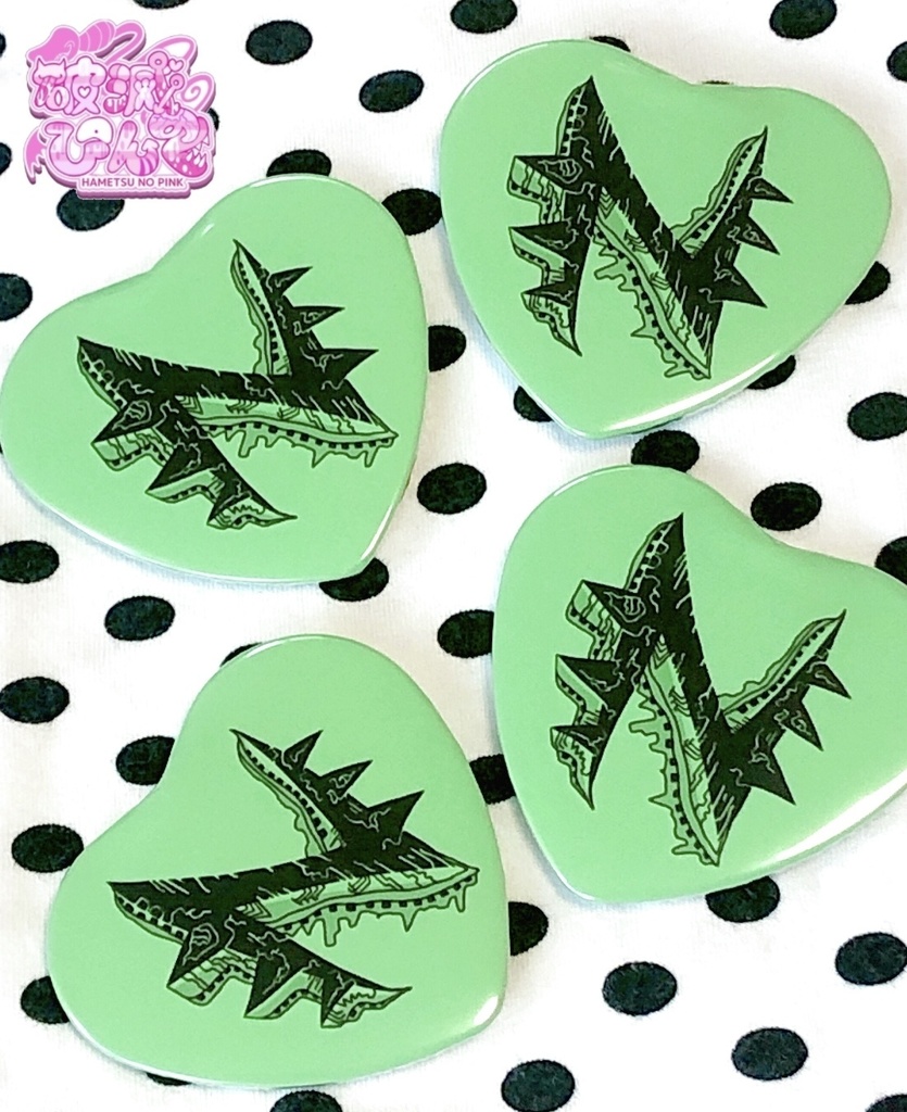 ニードルNタトゥー風ハート型缶バッジ