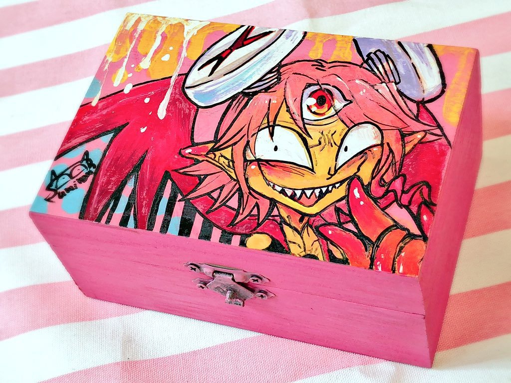 【手描き木箱】ゲス悪魔チェリー