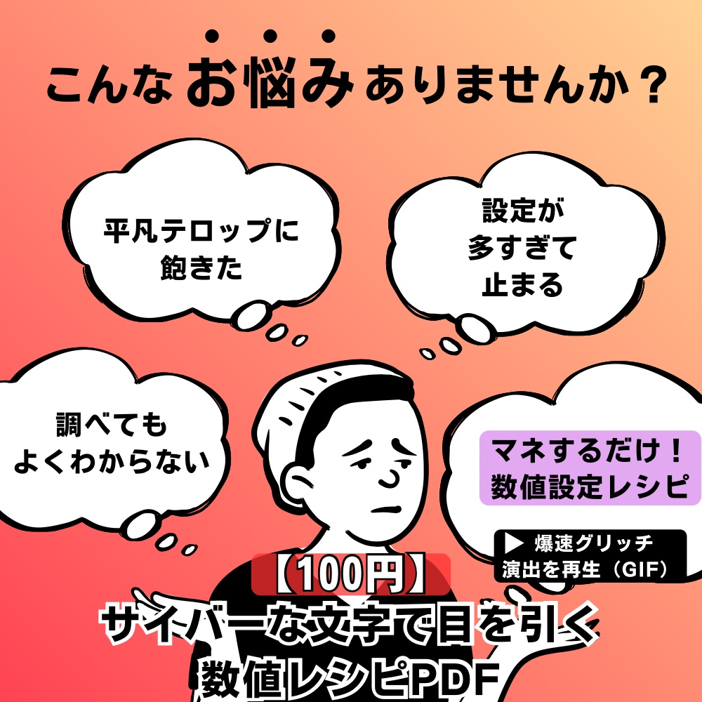 【期間限定0円】サイバーパンクGlitchノイズ文字(数値レシピ無料 / AEファイル同梱)