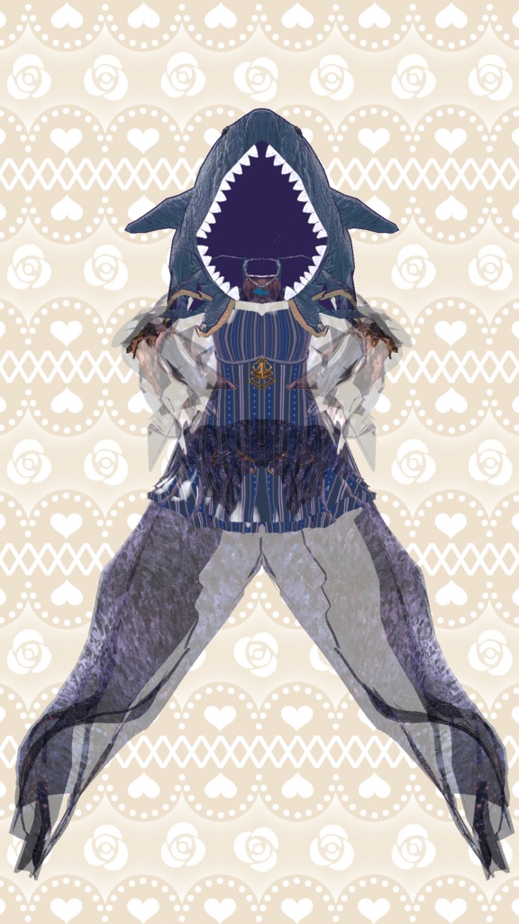 【※斑霞くん作品制作用ポートフォリオ※販売終了】【しなの・ルルネ・マヌカ・桔梗・カリン・5アバター対応】Hollow Shark Dress 【VRChat想定】(ハロウィン衣装+アクセサリー)