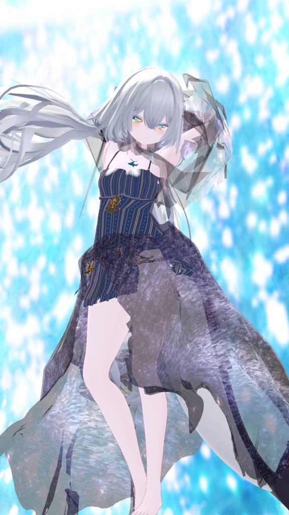 【※斑霞くん作品制作用ポートフォリオ※販売終了】【しなの・ルルネ・マヌカ・桔梗・カリン・5アバター対応】Hollow Shark Dress 【VRChat想定】(ハロウィン衣装+アクセサリー)