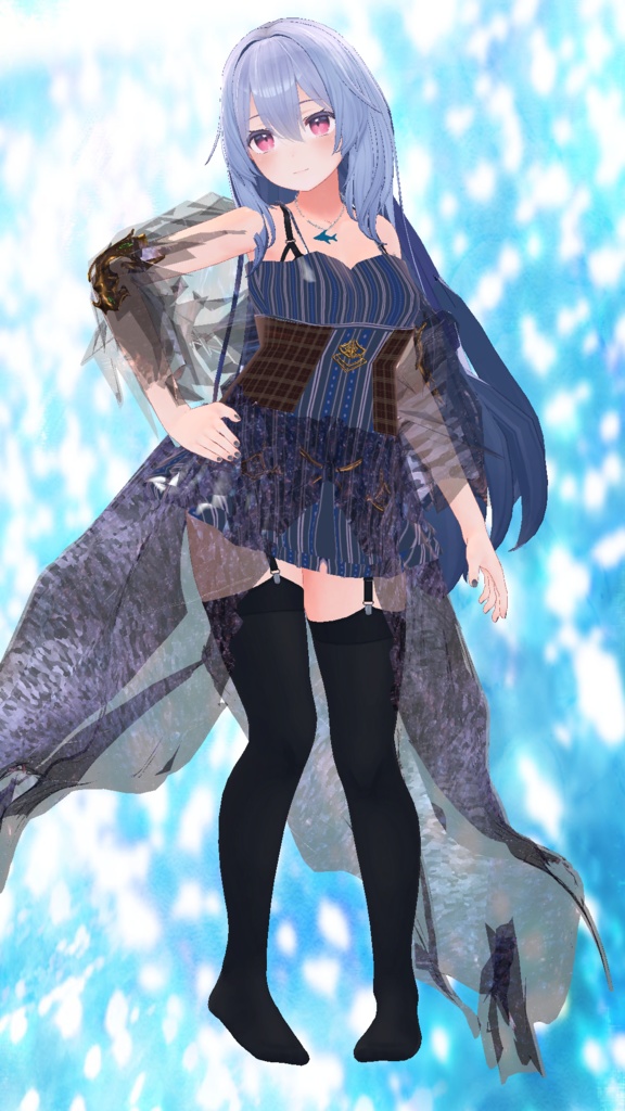 【※斑霞くん作品制作用ポートフォリオ※販売終了】【しなの・ルルネ・マヌカ・桔梗・カリン・5アバター対応】Hollow Shark Dress 【VRChat想定】(ハロウィン衣装+アクセサリー)