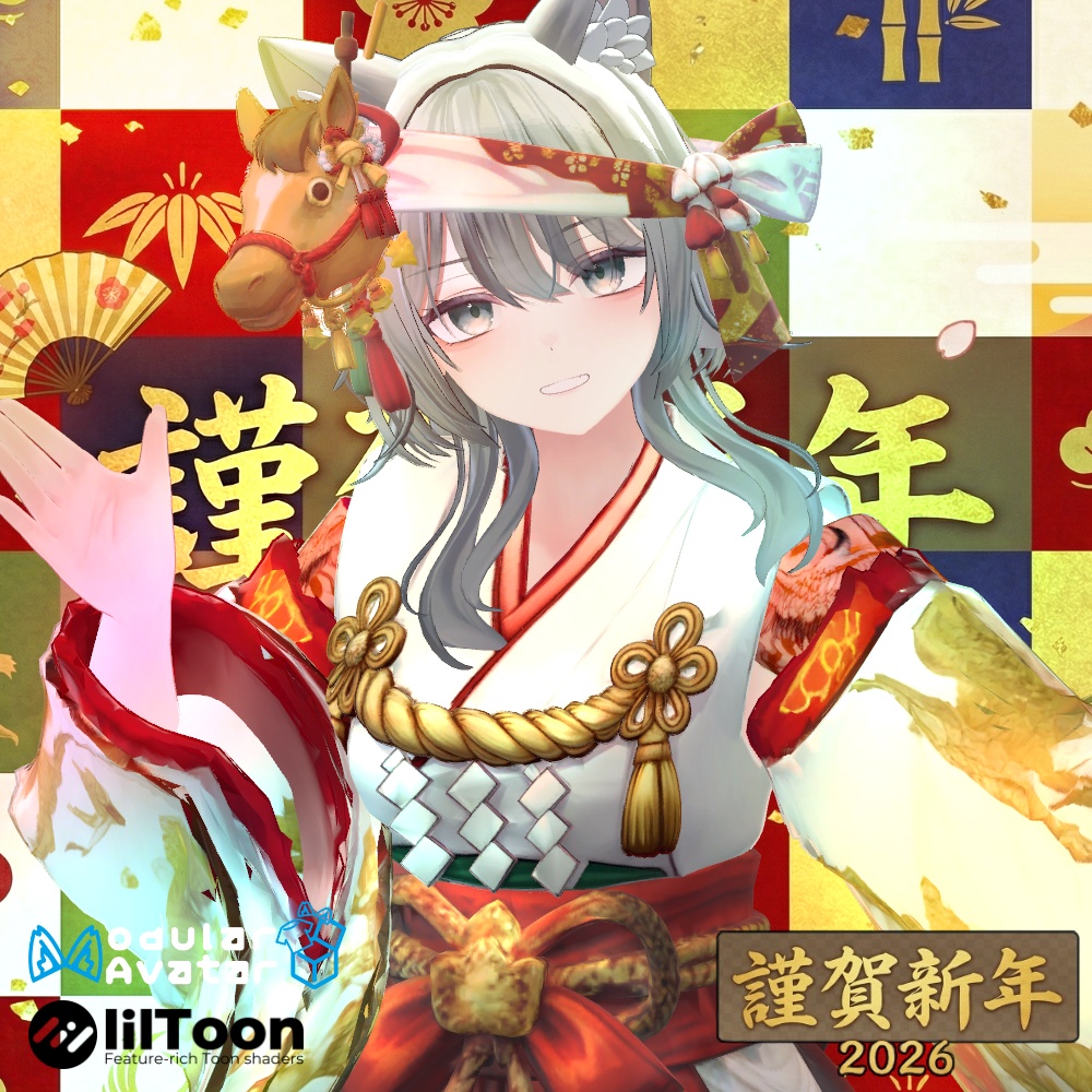 🐎2026年午年記念🐎馬ライダーギミック+午巫女袴衣装+アクセサリー✨8アバター対応衣装&アクセサリー✨ラムネ/エク/翠羽 -Suiha-/ミルフィ/しなの/ミルティナ/マヌカ/Sioしお