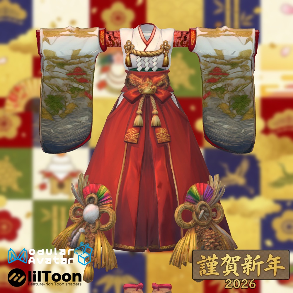 🐎2026年午年記念🐎馬ライダーギミック+午巫女袴衣装+アクセサリー✨8アバター対応衣装&アクセサリー✨ラムネ/エク/翠羽 -Suiha-/ミルフィ/しなの/ミルティナ/マヌカ/Sioしお