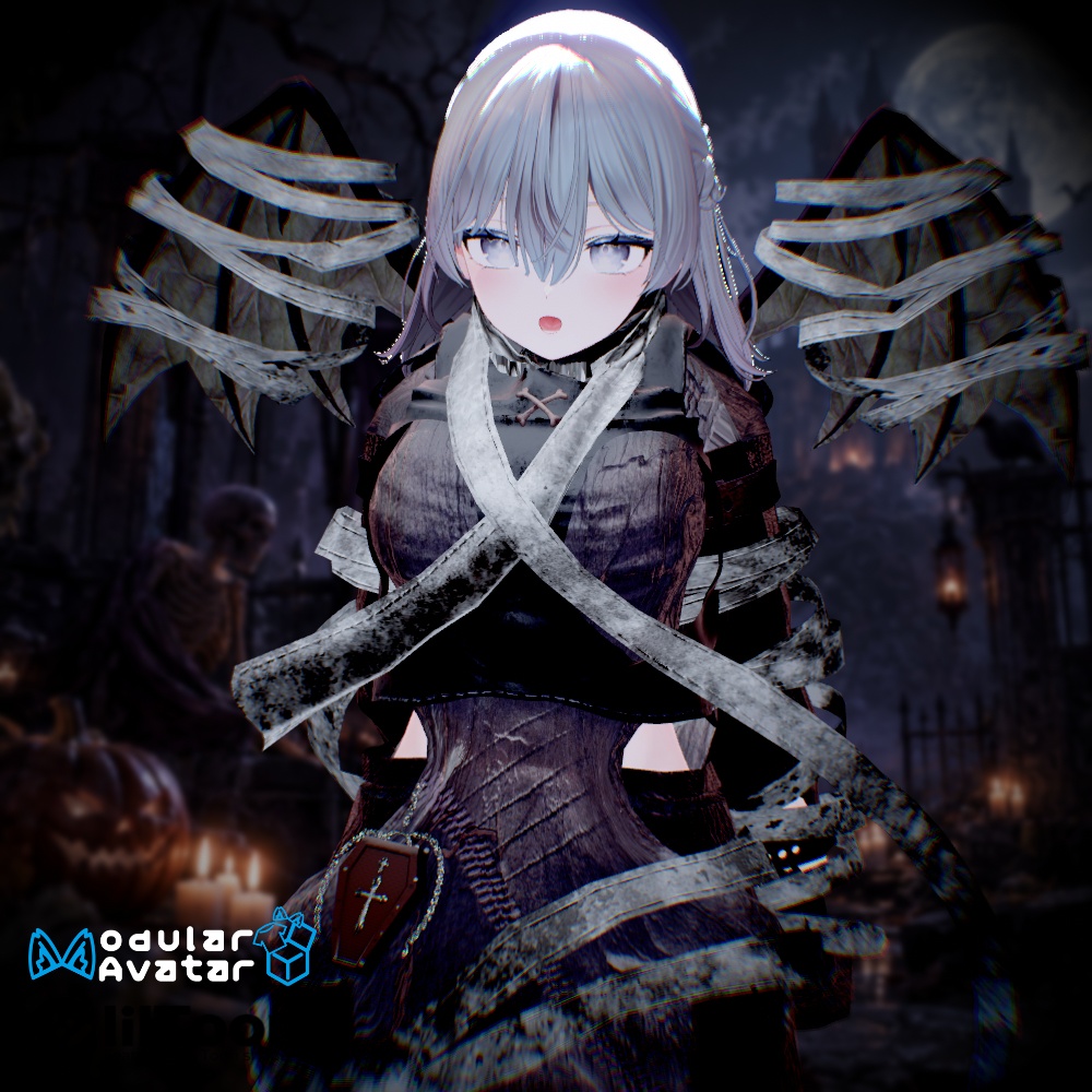 🦇 Undead Bandage🩸14アバター対応衣装_Sioしお/しなの/真冬/イチゴ/エク/ミルフィ/エルシオン/デルタフレア/ネメシス/マヌカ/ミルティナ/ラムネ/ルミナ/ルルネ