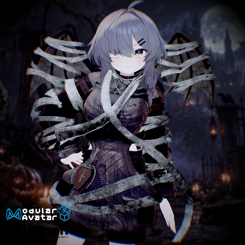 🦇 Undead Bandage🩸14アバター対応衣装_Sioしお/しなの/真冬/イチゴ/エク/ミルフィ/エルシオン/デルタフレア/ネメシス/マヌカ/ミルティナ/ラムネ/ルミナ/ルルネ