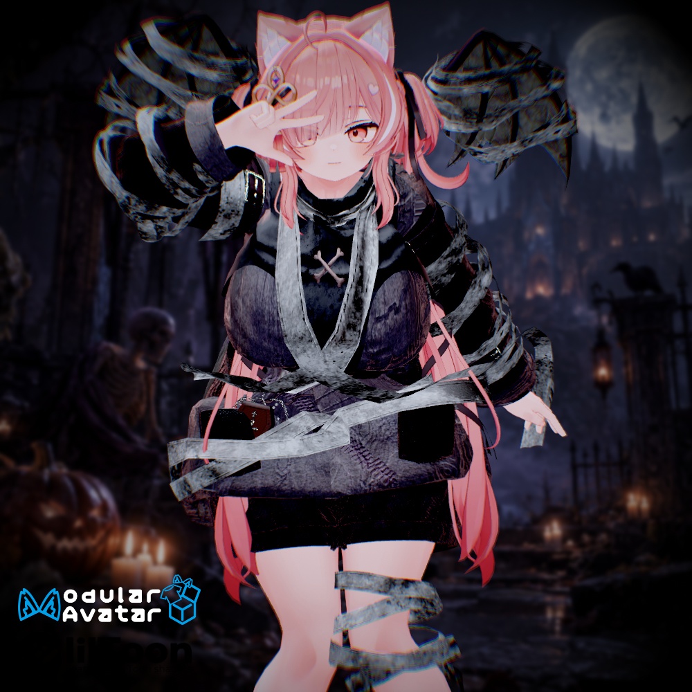 🦇 Undead Bandage🩸14アバター対応衣装_Sioしお/しなの/真冬/イチゴ/エク/ミルフィ/エルシオン/デルタフレア/ネメシス/マヌカ/ミルティナ/ラムネ/ルミナ/ルルネ