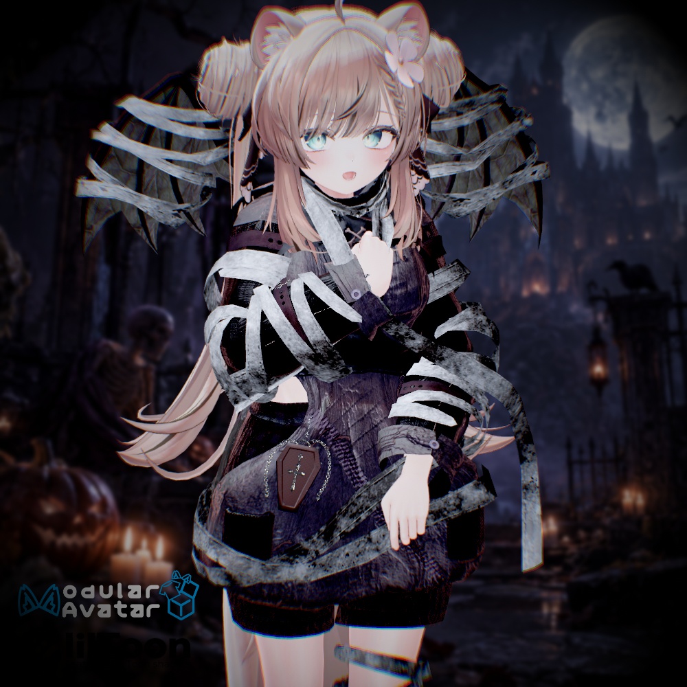 🦇 Undead Bandage🩸14アバター対応衣装_Sioしお/しなの/真冬/イチゴ/エク/ミルフィ/エルシオン/デルタフレア/ネメシス/マヌカ/ミルティナ/ラムネ/ルミナ/ルルネ