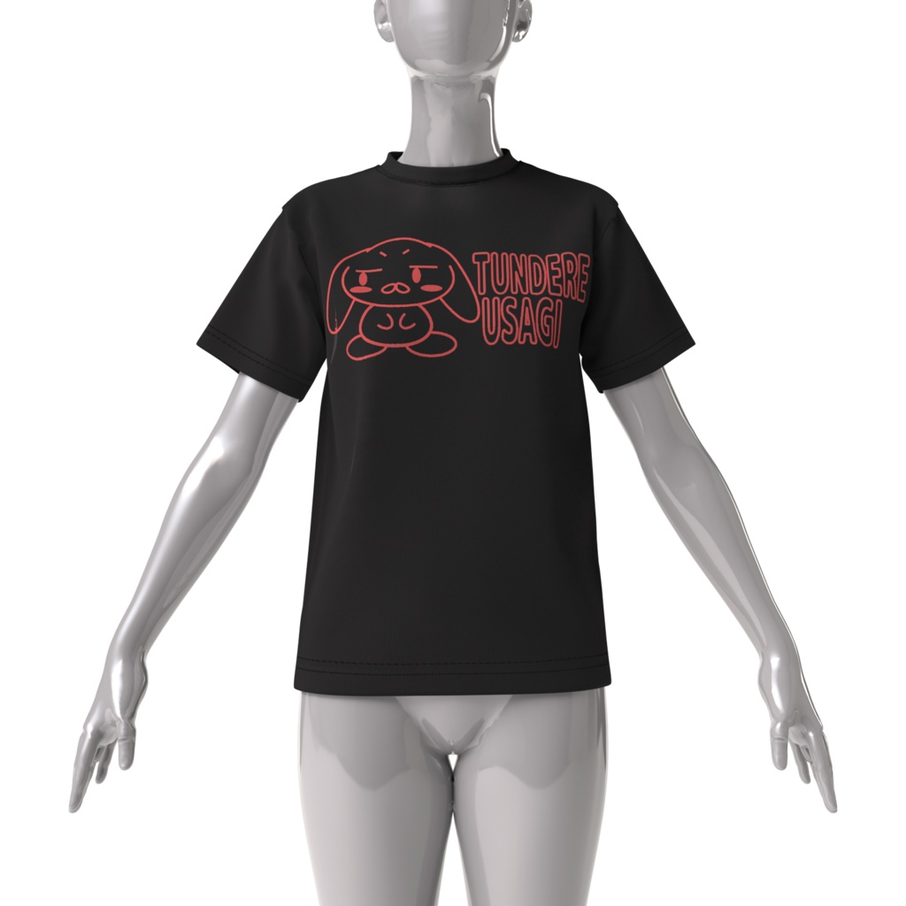 ツンデレうさぎのピンクシルエットTシャツ