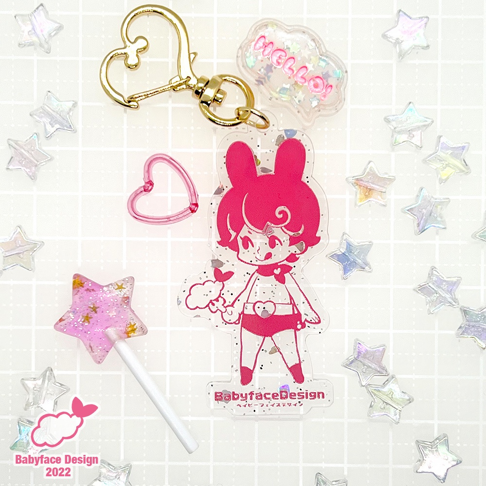 アクリルキーホルダー「ハートラメ❤︎ぺろチャン」 / Acrylic keychain "Heart"