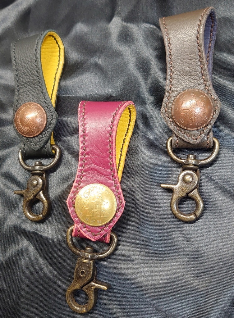 オールドコインコンチョレザーキーホルダー B