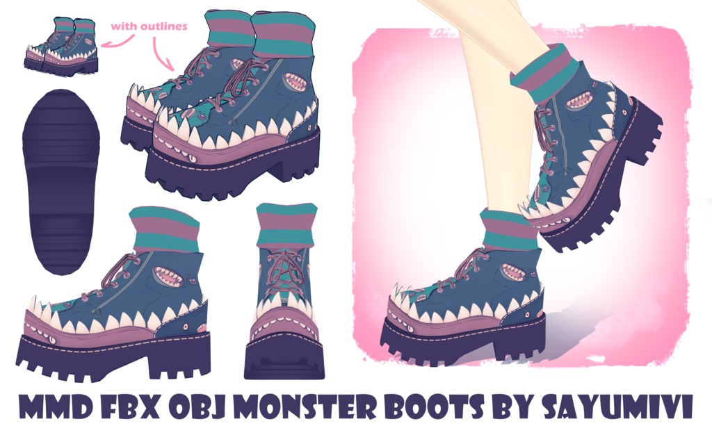 |MMD+VRM| monster boots for VTuber用 モンスターブーツ