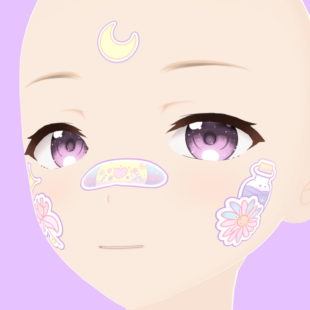 【VRoid用テクスチャ】魔法少女風フェイスステッカーセット / Magical Girl Face Sticker Texture for VRoid