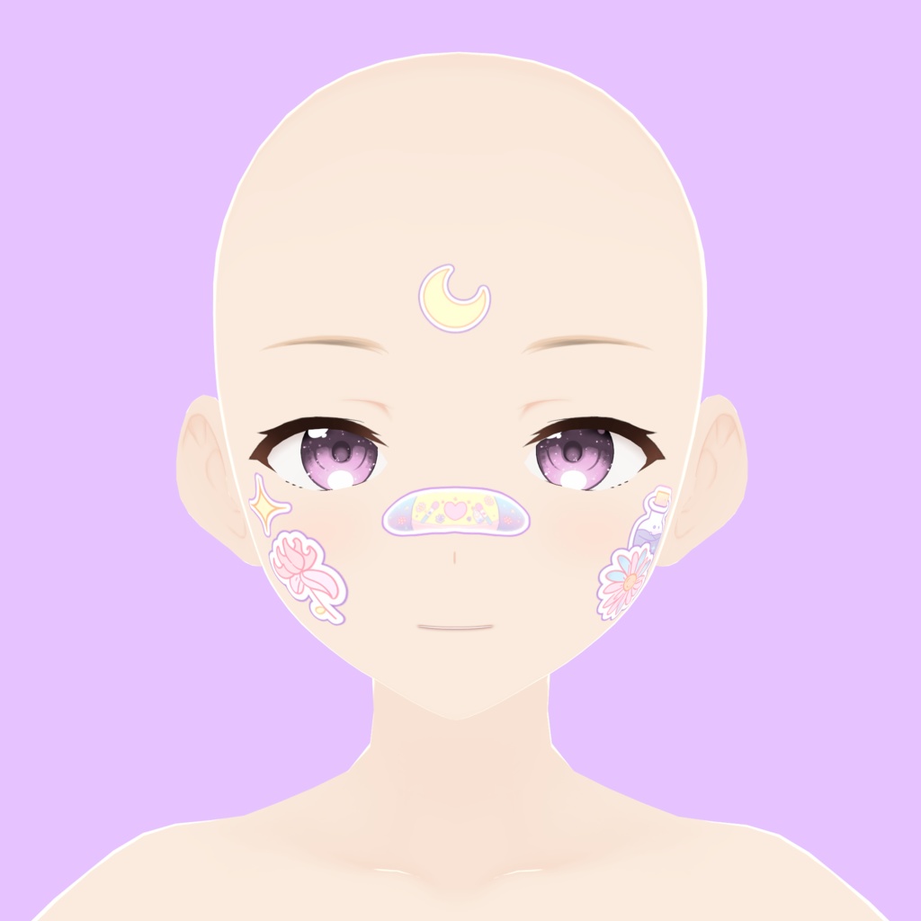 【VRoid用テクスチャ】魔法少女風フェイスステッカーセット / Magical Girl Face Sticker Texture for VRoid